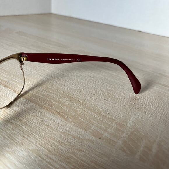 Prada VPR65R UAN-1O1 Eyeglasses Red Gold Frames Made in Italy 53-16-140 - Picture 7 of 10